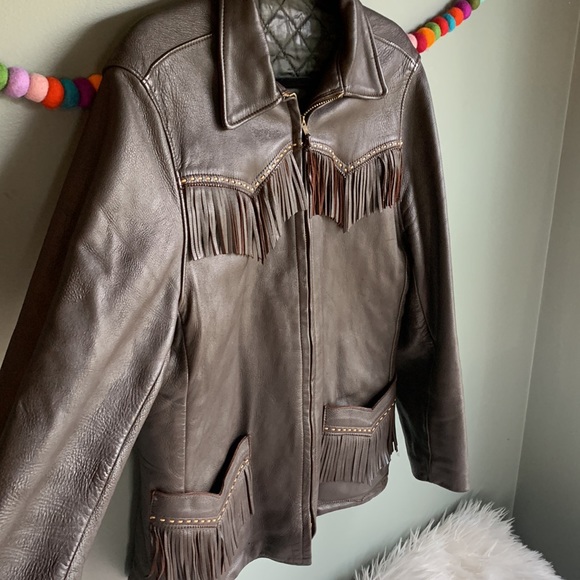 VTG 70s Lambskin Leather fringe jacket - Picture 3 of 5